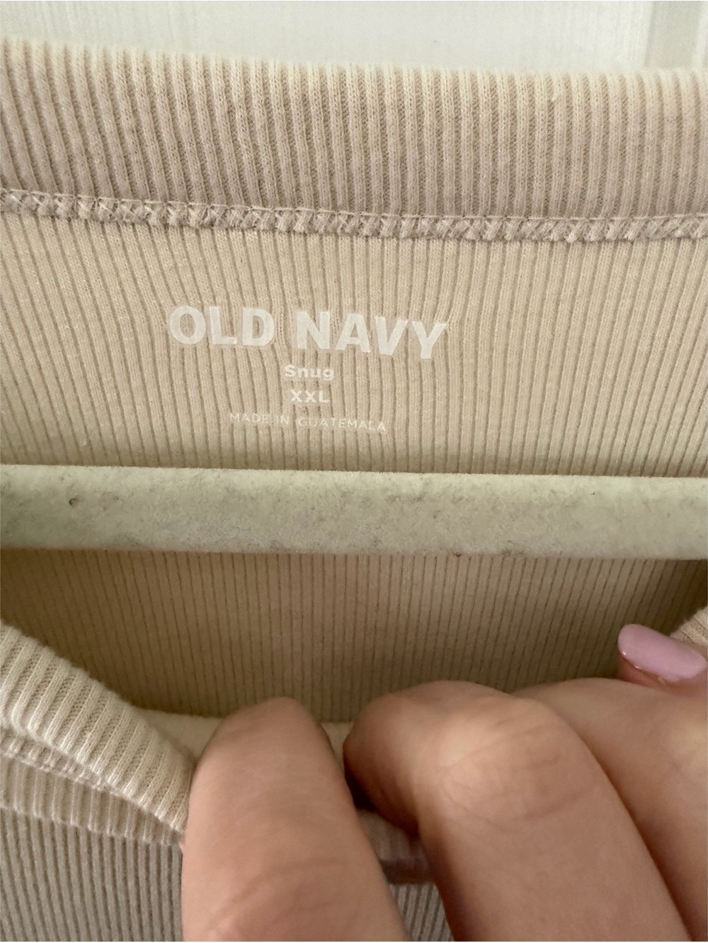 Old Navy Women's Short Sleeve Ribbed Tee in Light Beige - Picture 3 of 4
